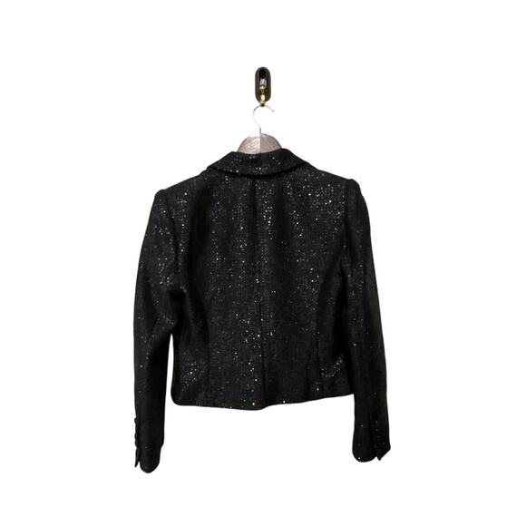 L'Agence Scarlet Black Sequin Cropped Blazer with Rose Pin Size 6 - Picture 8 of 8